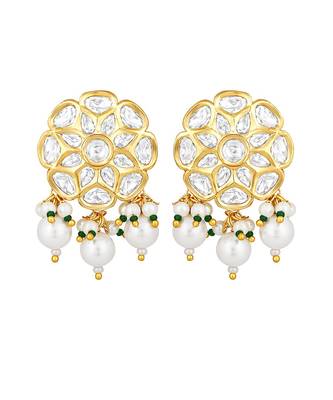 Micro Gold Finish Kundan Long Necklace Set 5