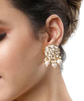 Micro Gold Finish Kundan Long Necklace Set 6