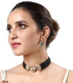 Micro Gold Finish Kundan Polki & Agate Choker Necklace Set