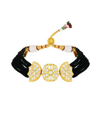 Micro Gold Finish Kundan Polki & Agate Choker Necklace Set 3