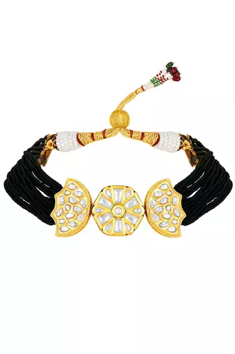Micro Gold Finish Kundan Polki & Agate Choker Necklace Set