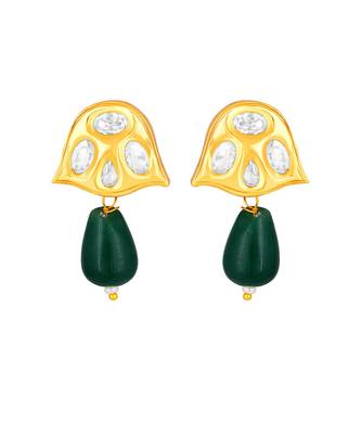 Micro Gold Finish Kundan Polki & Agate Choker Necklace Set 5