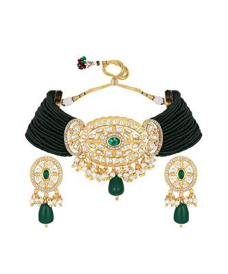 Gold & Dark Green Necklace Set 2