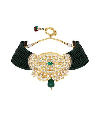 Gold & Dark Green Necklace Set 3