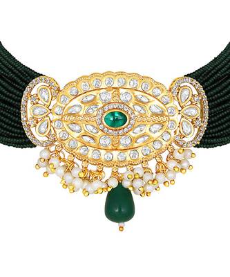 Gold & Dark Green Necklace Set 4