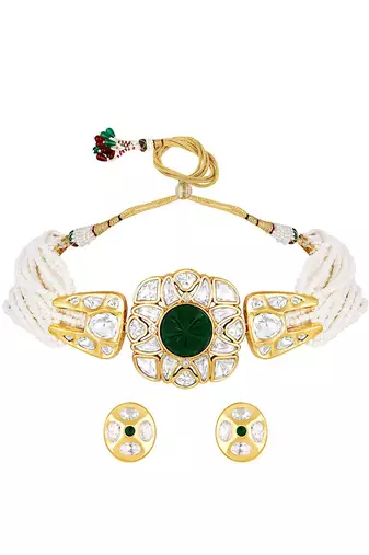 Green & Creme Necklace Set