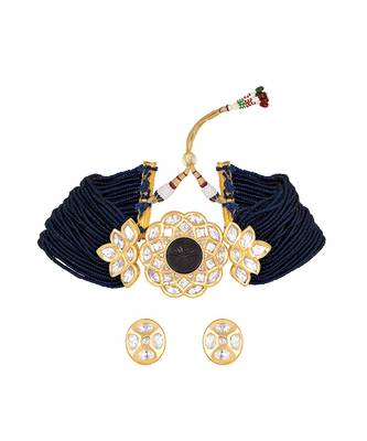 Gold & Navy Blue Necklace Set 2