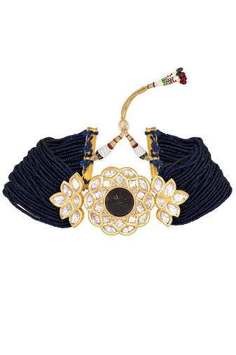 Gold & Navy Blue Necklace Set