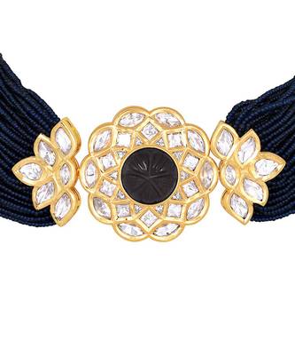 Gold & Navy Blue Necklace Set 4