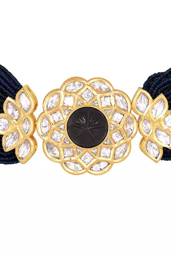 Gold & Navy Blue Necklace Set