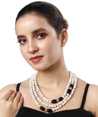 Shaded Blue & Pearly White Necklace Set 1