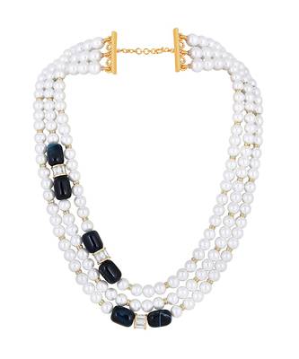 Shaded Blue & Pearly White Necklace Set 2