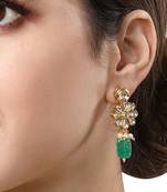 Gold Finish Kundan Polki Dangler Earrings