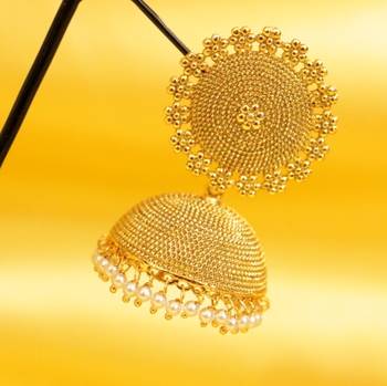 Fine Gold Look Pearl Jhumka'S 2