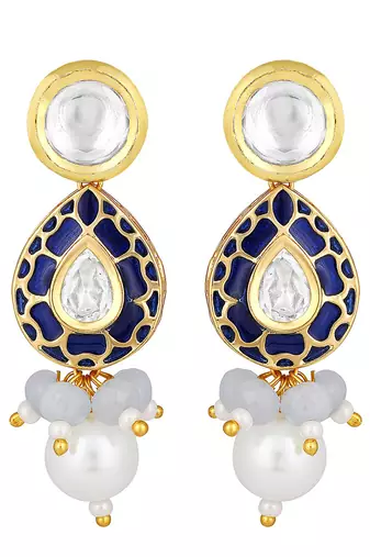 Blue & Pearly White Earrings