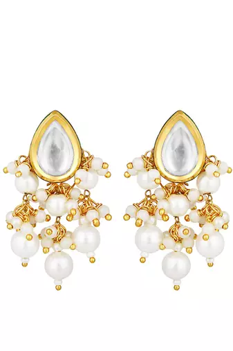 Pearly White & Gold Earrings