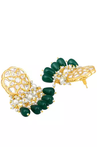 Dark Green & Pearly White Earrings