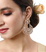 Gold Finish Kundan Polki Chandbali Earrings