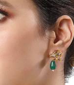Gold & Dark Green Earrings