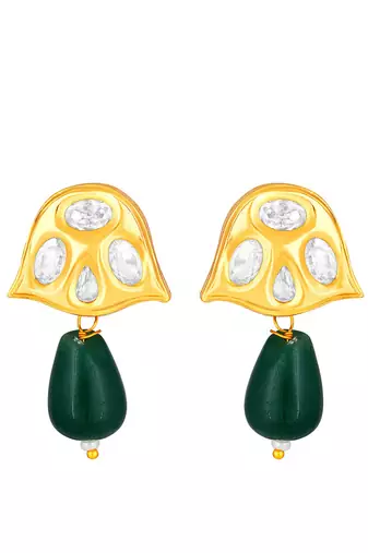 Gold & Dark Green Earrings