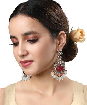 Oxidised Polish & Dull Gold Earrings 1