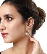 Gold Finish Kundan Polki Stud Earrings