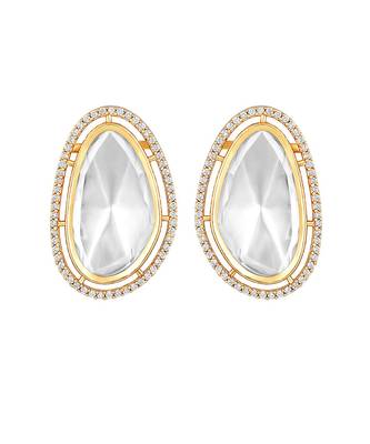 Gold Finish Kundan Polki Stud Earrings 2