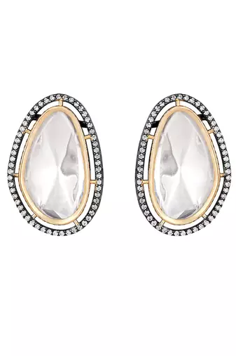 Black Silver Polish Earrings