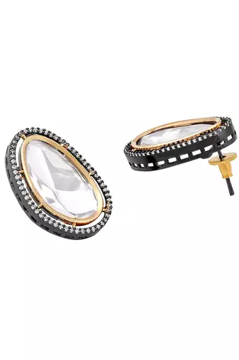 Black Silver Polish Earrings