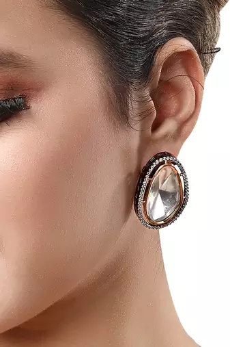 Black Silver Polish Earrings