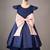 Navy Blue And Soft Pink Bow Belt Merida Dress