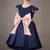 Navy Blue And Soft Pink Bow Belt Merida Dress