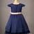 Navy Blue And Soft Pink Bow Belt Merida Dress