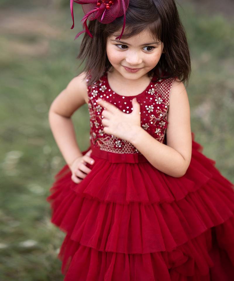 Dark Red Anna Dress - BABA BABY CLOTHING - 4121996