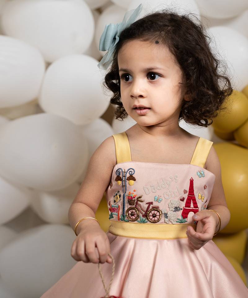 Pastel Pink And Pastel Yellow Love In Paris Dress