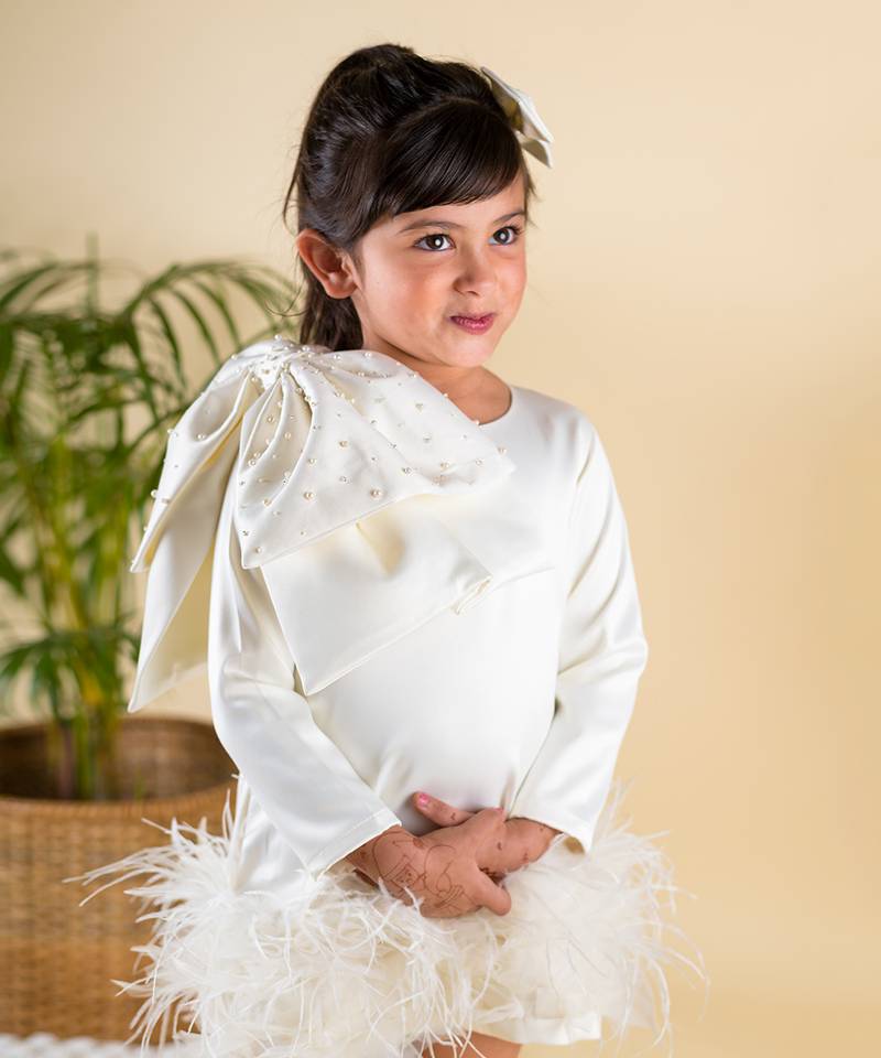 Ivory Blooming Feather Dress