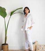 White woven cotton long-kurtis
