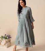 White woven cotton long-kurtis