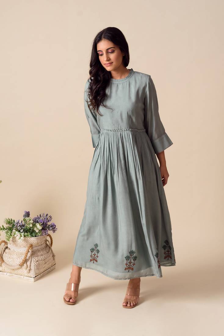 White woven cotton long-kurtis