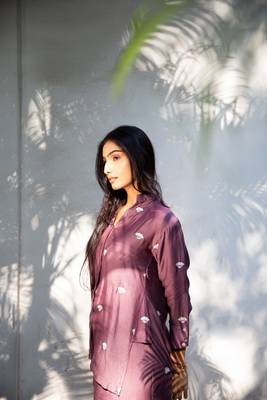 Purple woven cotton long-kurtis 3
