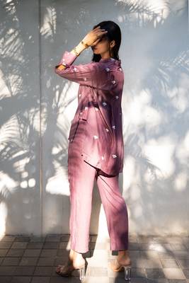 Purple woven cotton long-kurtis 4
