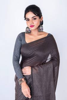 Bengal handloom cotton zari check saree