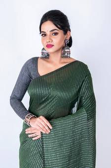 Bengal handloom cotton zari check saree