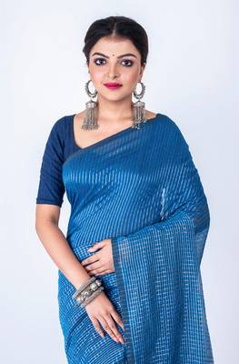 Bengal handloom cotton zari check saree 1