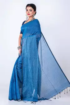 Bengal handloom cotton zari check saree