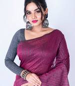 Bengal handloom cotton zari check saree