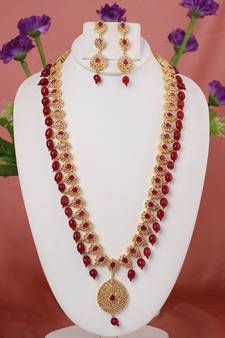 Red zircon   necklace-sets