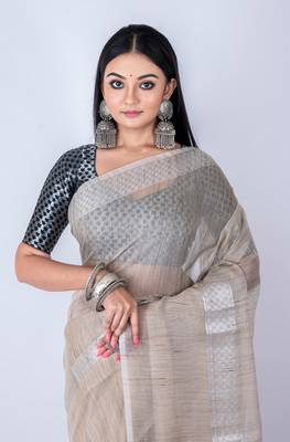 Vanarasi jute cotton zari saree 1