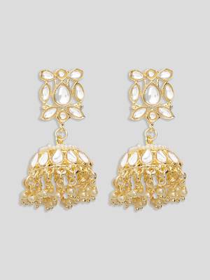 AQUASTREET  Gold Plated Handcrafted Kundan Necklace Set With Pearls Line Brass 5