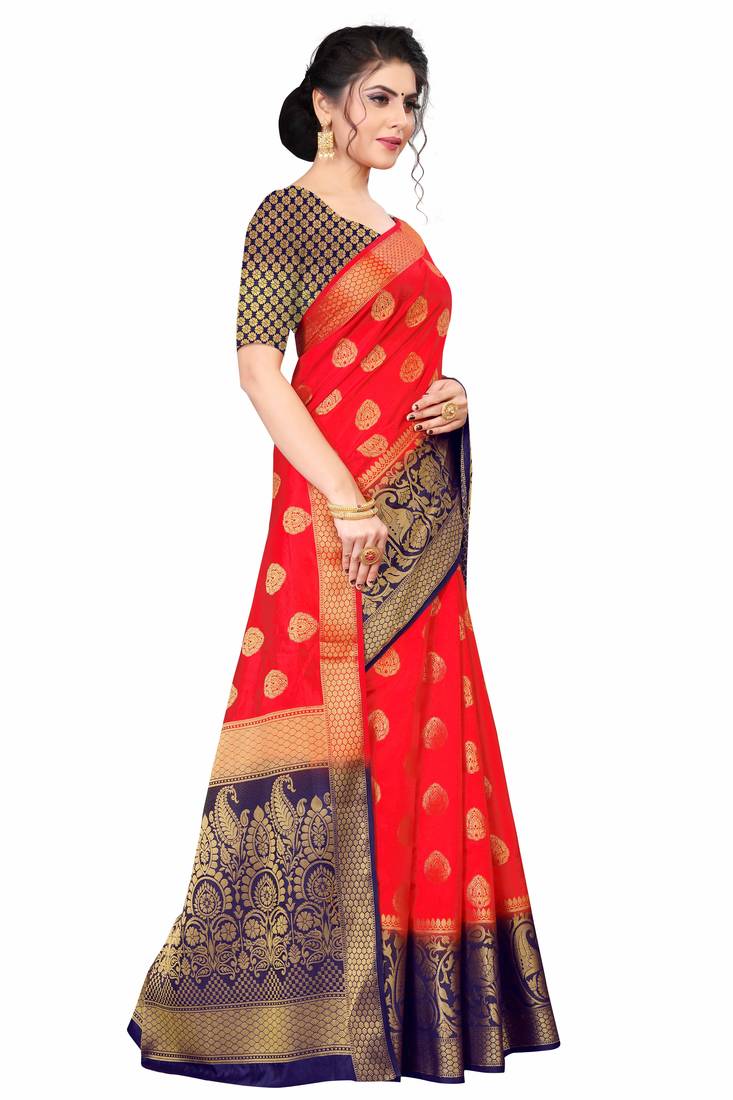 RED TREDITIONAL HEAVY SILK SAREE 